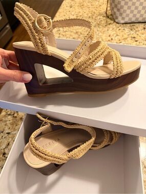 CECELIA NEW YORK Natural Beige Woven Platform Wedge Sandals